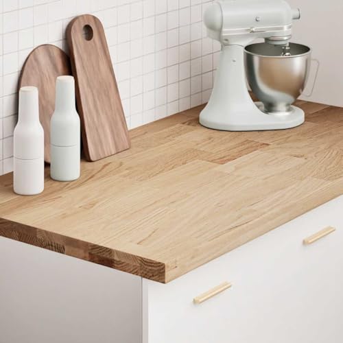 HOMEELIKE K¨¹chenarbeitsplatte 120x63,5x4 cm Massivholz Eiche Rechteckig von HOMEELIKE