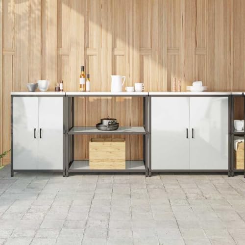 HOMEELIKE K¨¹chenaufbewahrungsset mit Regal Sonstiges 3 pcs Silber 210 x 50 x 92 cm von HOMEELIKE