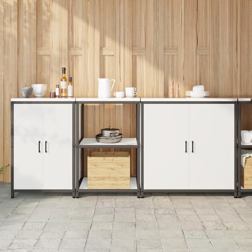 HOMEELIKE K¨¹chenaufbewahrungsset mit Regal Sonstiges mit Speicher mit T¨¹r 3 pcs Wei? 210 x 50 x 92 cm von HOMEELIKE