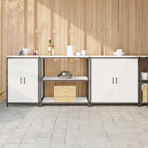 HOMEELIKE K¨¹chenaufbewahrungsset mit Regal Sonstiges mit Speicher mit T¨¹r 3 pcs Wei? 210 x 50 x 92 cm von HOMEELIKE