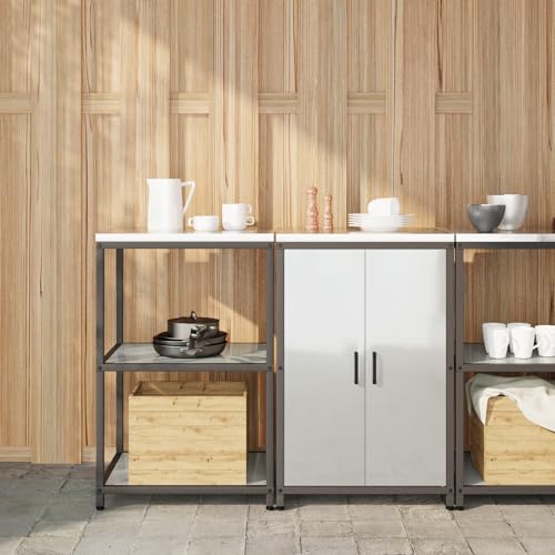 HOMEELIKE K¨¹chenlager-Set 2 pcs Silber 120 x 50 x 92 cm Verzinkter Stahl von HOMEELIKE