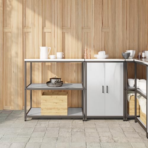 HOMEELIKE K¨¹chenlager-Set 2 pcs Silber 150 x 50 x 92 cm Edelstahl von HOMEELIKE