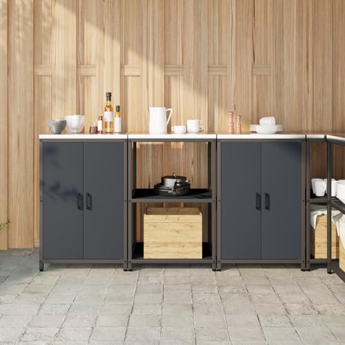 HOMEELIKE K¨¹chenlager-Set mit Regal mit Speicher mit T¨¹r 3 pcs Anthrazit 180 x 50 x 92 cm von HOMEELIKE