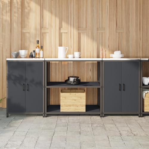 HOMEELIKE K¨¹chenlager-Set mit Regal mit Speicher mit T¨¹r 3 pcs Anthrazit 210 x 50 x 92 cm von HOMEELIKE