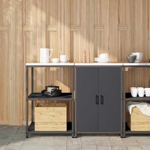 HOMEELIKE K¨¹chenlager-Set mit Regal mit Speicher mit T¨¹r Verstellbar 2 pcs Anthrazit 120 x 50 x 92 cm von HOMEELIKE