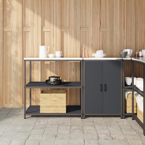 HOMEELIKE K¨¹chenlager-Set mit Regal mit Speicher mit T¨¹r Verstellbar 2 pcs Anthrazit 150 x 50 x 92 cm von HOMEELIKE