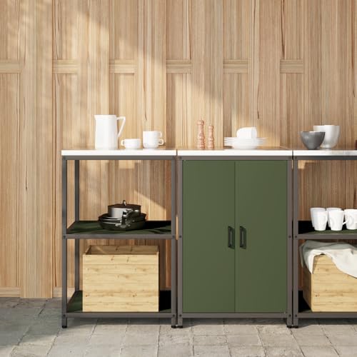 HOMEELIKE K¨¹chenlager-Set mit Regal mit Speicher mit T¨¹r Verstellbar 2 pcs Olive Gr¨¹n 120 x 50 x 92 cm von HOMEELIKE