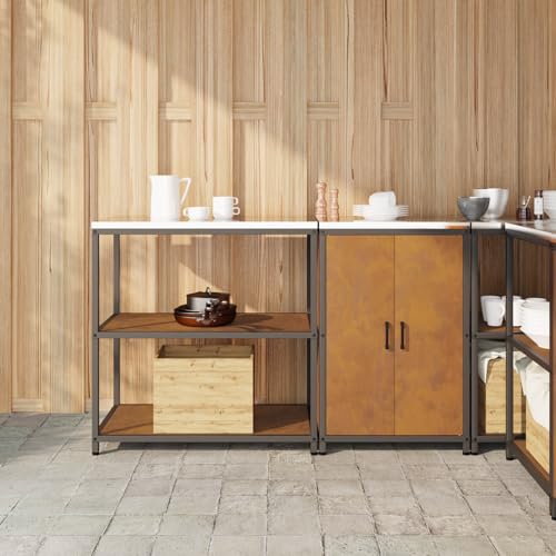 HOMEELIKE K¨¹chenlager-Set mit Regal mit Speicher mit T¨¹r Verstellbar 2 pcs Rostig 150 x 50 x 92 cm von HOMEELIKE