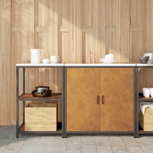 HOMEELIKE K¨¹chenlager-Set mit Regal mit Speicher mit T¨¹r Verstellbar 2 pcs Rostig 150 x 50 x 92 cm von HOMEELIKE