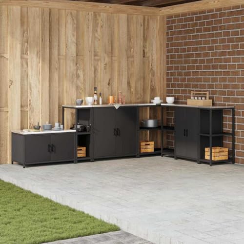 HOMEELIKE K¨¹chenlageregal mit Regal mit Speicher Schwarz Stahl von HOMEELIKE