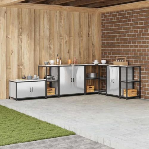 HOMEELIKE K¨¹chenlageregal mit Regal mit Speicher Silber Edelstahl von HOMEELIKE