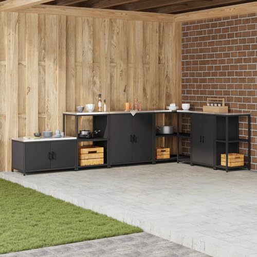 HOMEELIKE K¨¹chenlagerregal mit Regal mit Speicher mit T¨¹r Schwarz 60 x 50 x 92 cm Stahl von HOMEELIKE