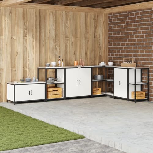 HOMEELIKE K¨¹chenlagerregal mit Regal mit Speicher mit T¨¹r Wei? 60 x 50 x 92 cm Stahl von HOMEELIKE