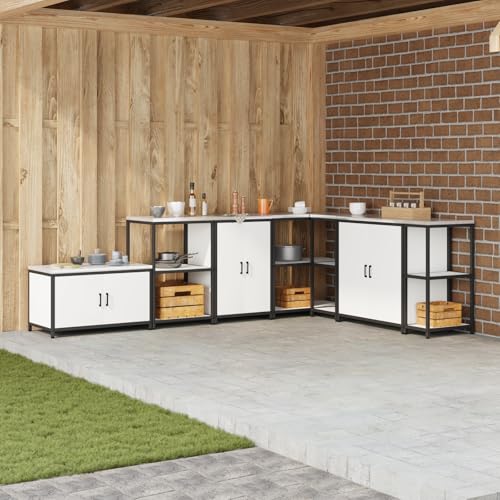 HOMEELIKE K¨¹chenlagerregal mit Regal mit Speicher mit T¨¹r Wei? 60 x 50 x 92 cm Stahl von HOMEELIKE