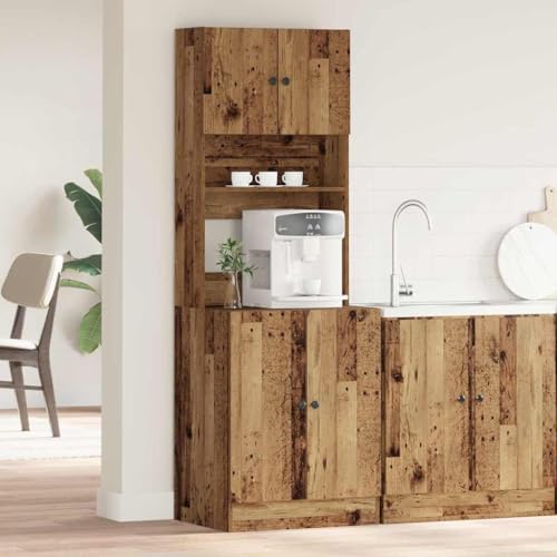 HOMEELIKE K¨¹chenschrank mit Regal Altholz 60 x 50 x 180 cm Holzwerkstoff von HOMEELIKE