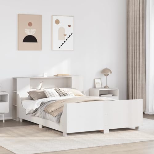 HOMEELIKE Kiefernholz-Bett 140x200 cm wei?: Optimaler Schlaf, R¨¹ckenunterst¨¹Tzung und atmungsaktiver Lattenrost von HOMEELIKE