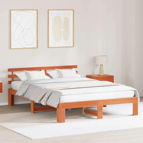 HOMEELIKE Kiefernholz Bettgestell Wachsbraun Massivholz 140 x 200 cm HOMEELIKE Kiefernholz Bettgestell Wachsbraun Massivholz 140 x 200 cm von HOMEELIKE