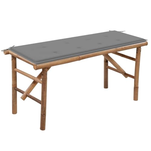 HOMEELIKE Klappbare Gartenbank mit Auflage 118 cm Bambus von HOMEELIKE