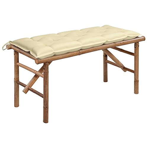 HOMEELIKE Klappbare Gartenbank mit Auflage 118 cm Bambus von HOMEELIKE