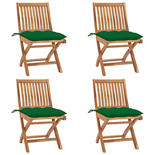 HOMEELIKE Klappbare Gartenst¨¹hle mit Kissen 4 STK. Massivholz Teak von HOMEELIKE