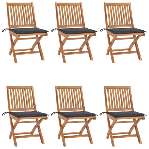 HOMEELIKE Klappbare Gartenst¨¹hle mit Kissen 6 STK. Massivholz Teak von HOMEELIKE