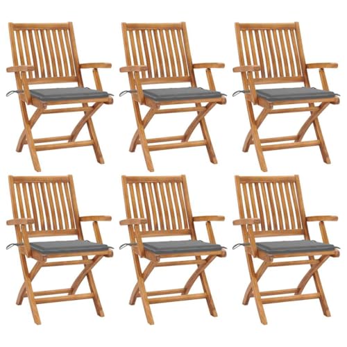 HOMEELIKE Klappbare Gartenst¨¹hle mit Kissen 6 STK. Massivholz Teak von HOMEELIKE