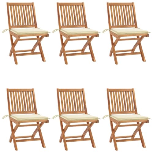 HOMEELIKE Klappbare Gartenst¨¹hle mit Kissen 6 STK. Massivholz Teak von HOMEELIKE