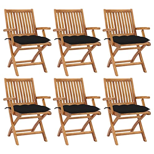 HOMEELIKE Klappbare Gartenst¨¹hle mit Kissen 6 STK. Massivholz Teak von HOMEELIKE