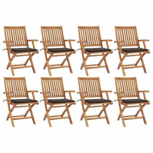 HOMEELIKE Klappbare Gartenst¨¹hle mit Kissen 8 STK. Massivholz Teak von HOMEELIKE