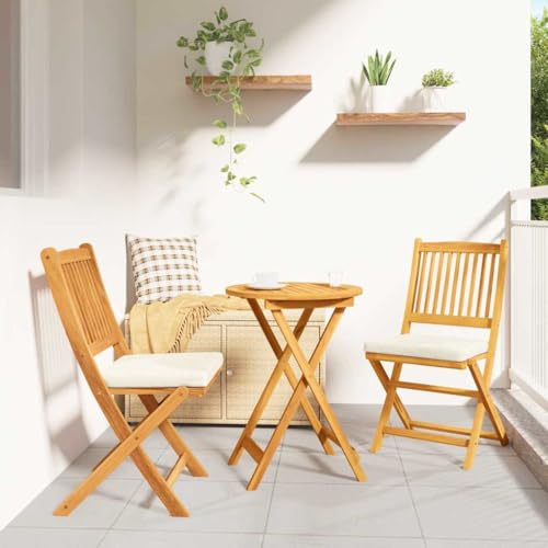 HOMEELIKE Klappstuhl 2 pcs Wei? 49 x 57,5 x 92 cm Massivholz Akazie von HOMEELIKE