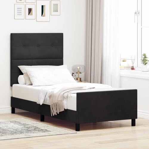 HOMEELIKE Komfortables Bett mit Samt-Oberflaeche und Schaumfuellung Schwarz 100 x 200 cm HOMEELIKE Komfortables Bett mit Samt-Oberflaeche und Schaumfuellung Schwarz 100 x 200 cm von HOMEELIKE