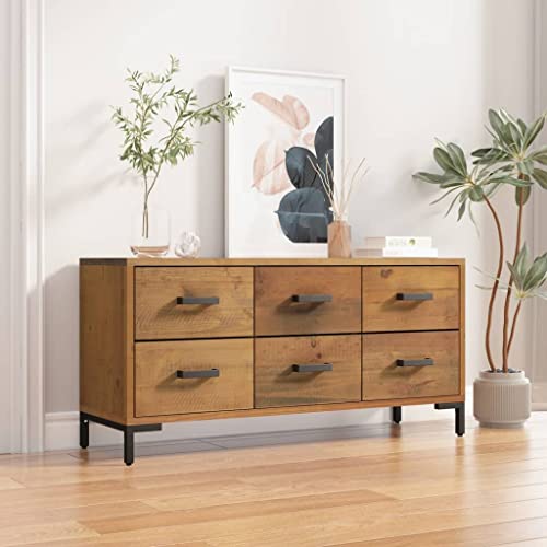 HOMEELIKE Kommode Braun 110x30x45 cm Massivholz Kiefer von HOMEELIKE