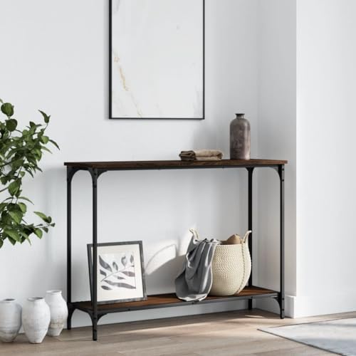 HOMEELIKE Konsolentisch Braun Eichen-Optik 101x30,5x75 cm Holzwerkstoff von HOMEELIKE