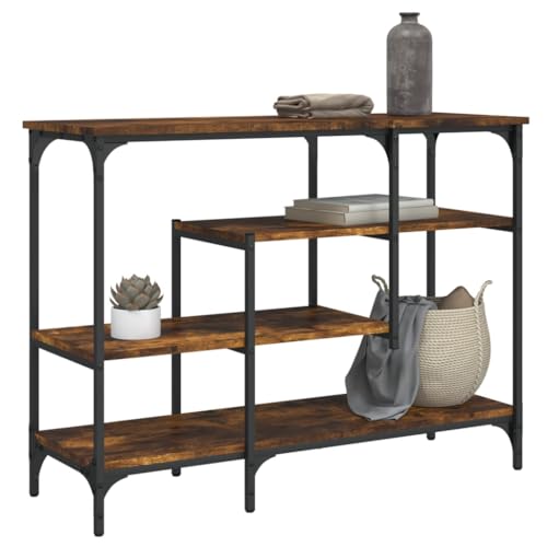 HOMEELIKE Konsolentisch mit Ablagen Raeuchereiche 100x35x75 cm von HOMEELIKE