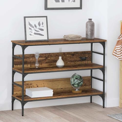 HOMEELIKE Konsolentisch mit Regal Altholz 100 x 32 x 75 cm Holzwerkstoff von HOMEELIKE