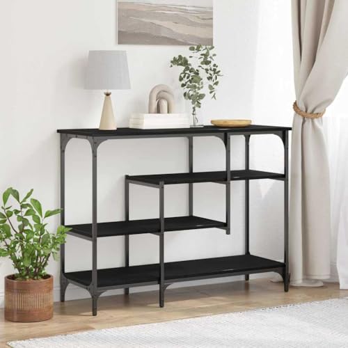 HOMEELIKE Konsolentisch mit Regal Schwarze Eiche 100 x 35 x 75 cm von HOMEELIKE