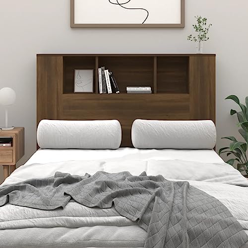 HOMEELIKE Kopfteil mit Ablagen Braun Eichen-Optik 120x18,5x102,5 cm von HOMEELIKE