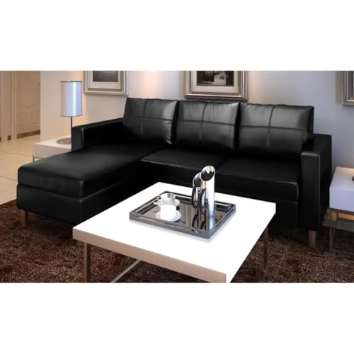 HOMEELIKE Schwarz Kunstleder L-f?rmiges 3-Sitzer Sofa - Stabile Ecken, robuste F¨¹?e und vielseitige Chaiselongue f¨¹r Verschiedene Wohnzimmereinrichtungen HOMEELIKE Schwarz Kunstleder L-f?rmiges 3-Sitzer Sofa - Stabile Ecken, robuste F¨¹?e und vielseitige Chaiselongue f¨¹r Verschiedene Wohnzimmereinrichtungen von HOMEELIKE