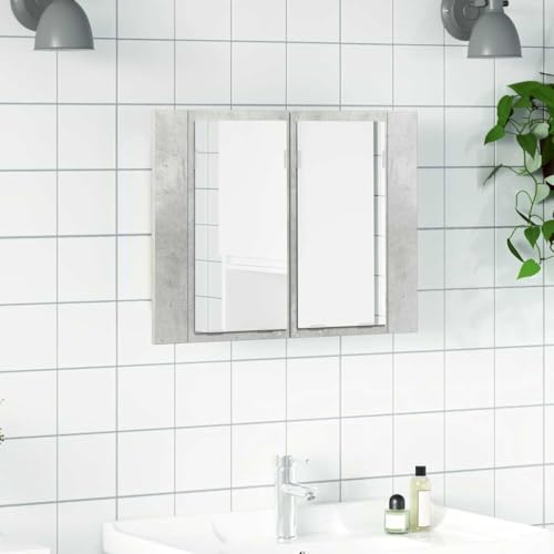HOMEELIKE LED-Bad-Spiegelschrank Betongrau 60x12x45 cm Acryl von HOMEELIKE