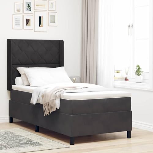 HOMEELIKE LED Boxspringbett mit Matratze Schwarz 100 x 200 cm Samt von HOMEELIKE