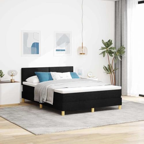 HOMEELIKE LED Boxspringbett mit Matratze Schwarz 140x200 cm Stoff von HOMEELIKE