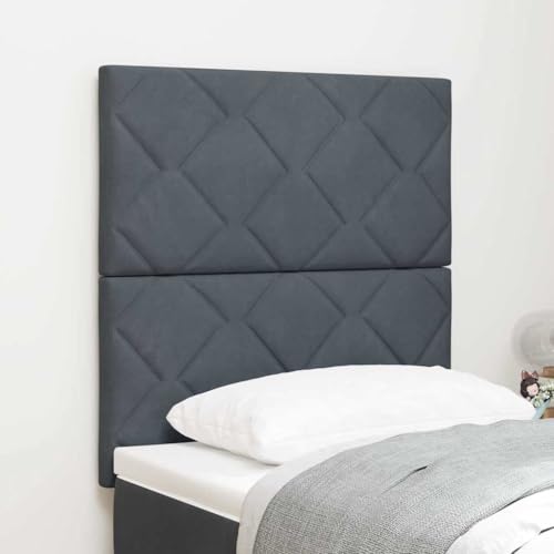 HOMEELIKE LED Kopfteil mit LED -Streifenleuchten Dunkelgrau 80 cm Samt von HOMEELIKE