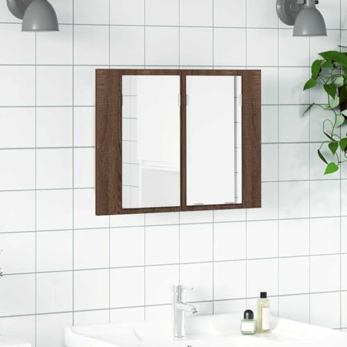 HOMEELIKE LED-Spiegelschrank Braun Eichen-Optik 60x12x45 cm Holzwerkstoff von HOMEELIKE