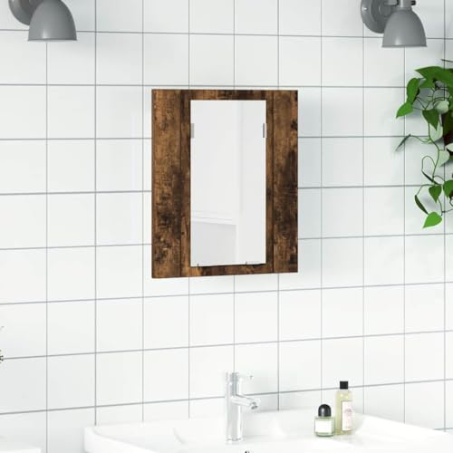 HOMEELIKE LED-Spiegelschrank R?uchereiche 40x12x45 cm Holzwerkstoff von HOMEELIKE