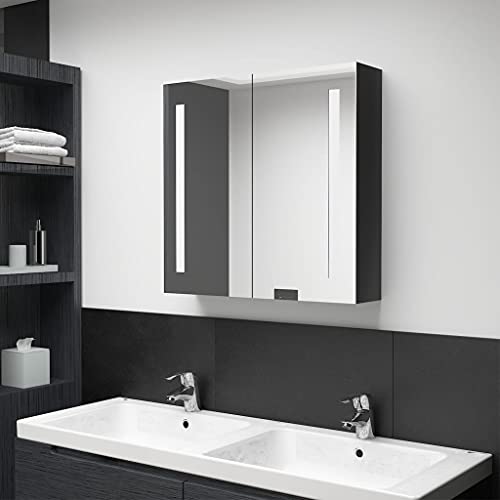 HOMEELIKE LED-Spiegelschrank f¨¹rs Bad Gl?nzend Schwarz 62x14x60 cm von HOMEELIKE