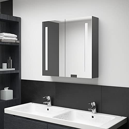 HOMEELIKE LED-Spiegelschrank f¨¹rs Bad Grau 62x14x60 cm von HOMEELIKE