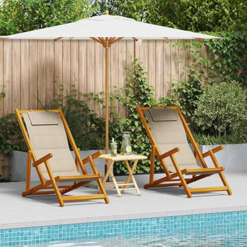 HOMEELIKE Liegestuhl 2 pcs Braun 61.5 x 123 x 82cm Massivholz Akazie von HOMEELIKE