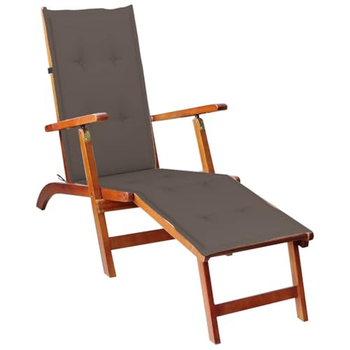 HOMEELIKE Liegestuhl mit Fussstuetze und Auflage Akazie Massivholz HOMEELIKE Liegestuhl mit Fussstuetze und Auflage Akazie Massivholz von HOMEELIKE