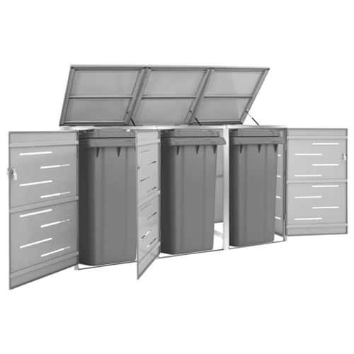 HOMEELIKE M¨¹lltonnenbox f¨¹r 3 Tonnen 207x77,5x115 cm Edelstahl HOMEELIKE M¨¹lltonnenbox f¨¹r 3 Tonnen 207x77,5x115 cm Edelstahl von HOMEELIKE