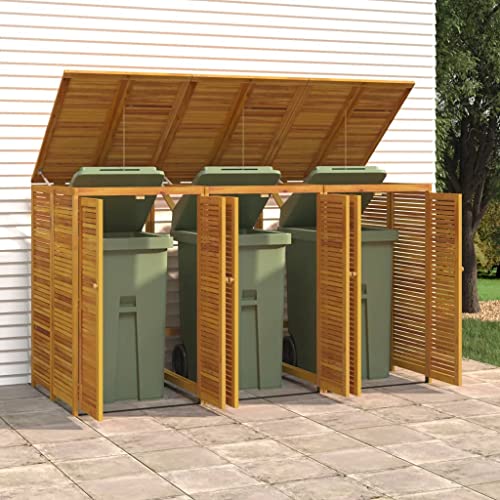 HOMEELIKE M¨¹lltonnenbox f¨¹r 3 Tonnen 210x89x117 cm Massivholz Akazie von HOMEELIKE